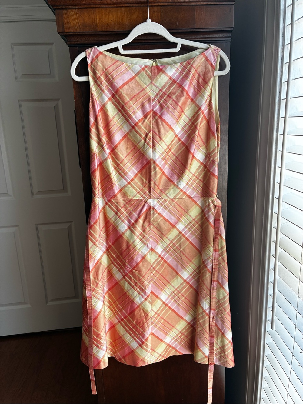 Vintage Linda Allard Ellen Tracy 100% Silk Plaid Dress Size 12 - Picture 2 of 9